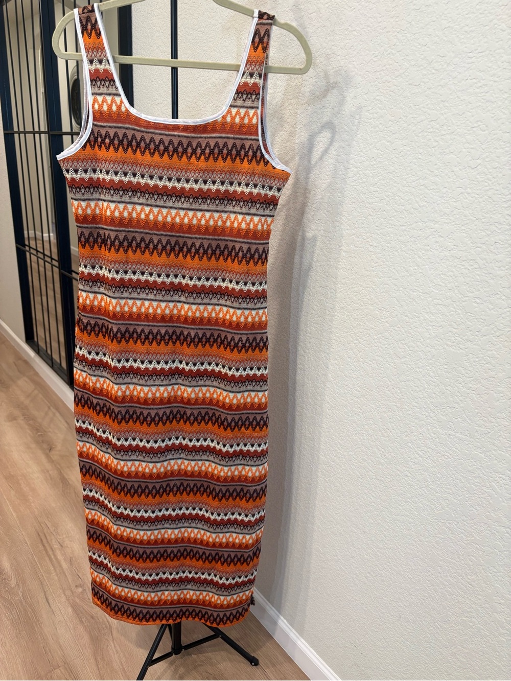 Cupshe Orange & Brown Striped Knit Midi Dress